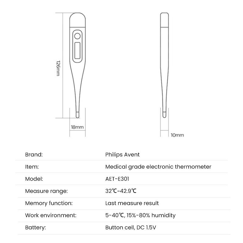 Philips Электронный термометр Avent для подмышечной полости рта для детей и младенцев, измерение температуры в домашних условиях с высокой точностью AET-E301