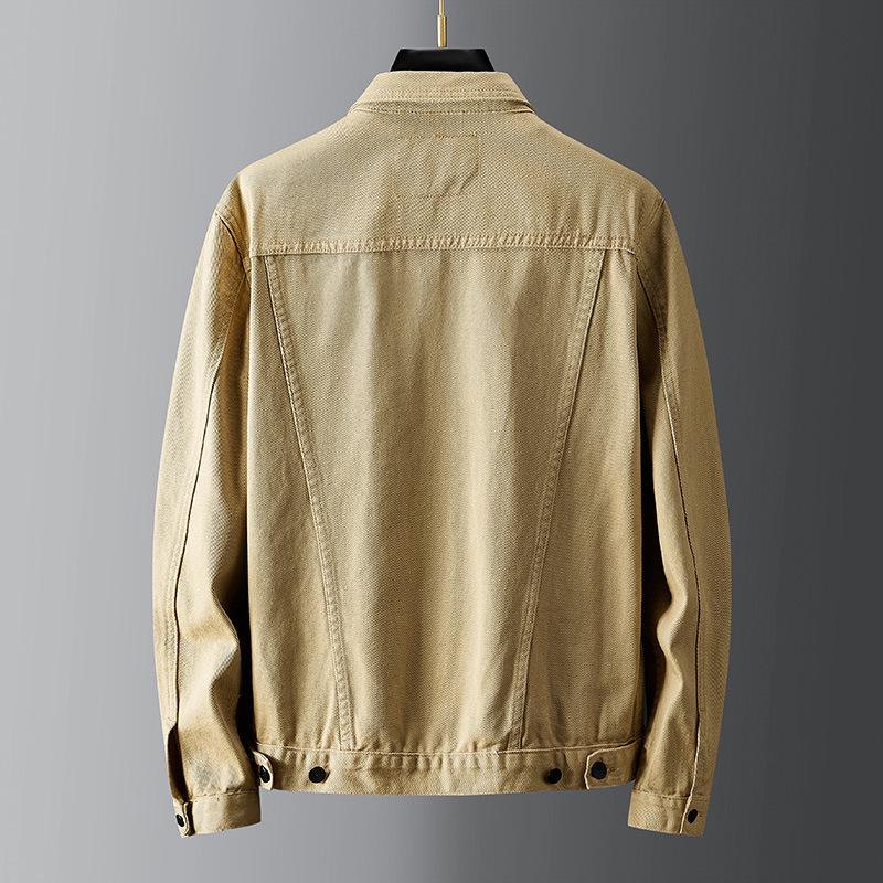 Мужская куртка из выстиранного денима в стиле рабочей одежды - Тяжелая, Хлопковая рубашка с длинным рукавом для осени/зимы