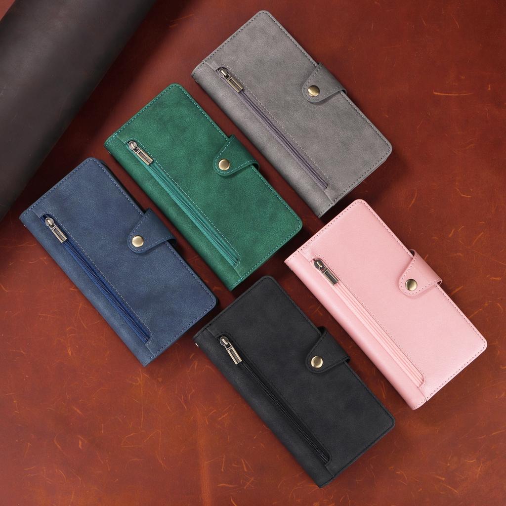 Многофункциональный двухслойный чехол-кошелек на молнии с отделениями для карт и карманом для наличных для iPhone 15, 14, 13, 12, 11, Samsung, Google, откидная крышка из искусственной кожи на ремешке