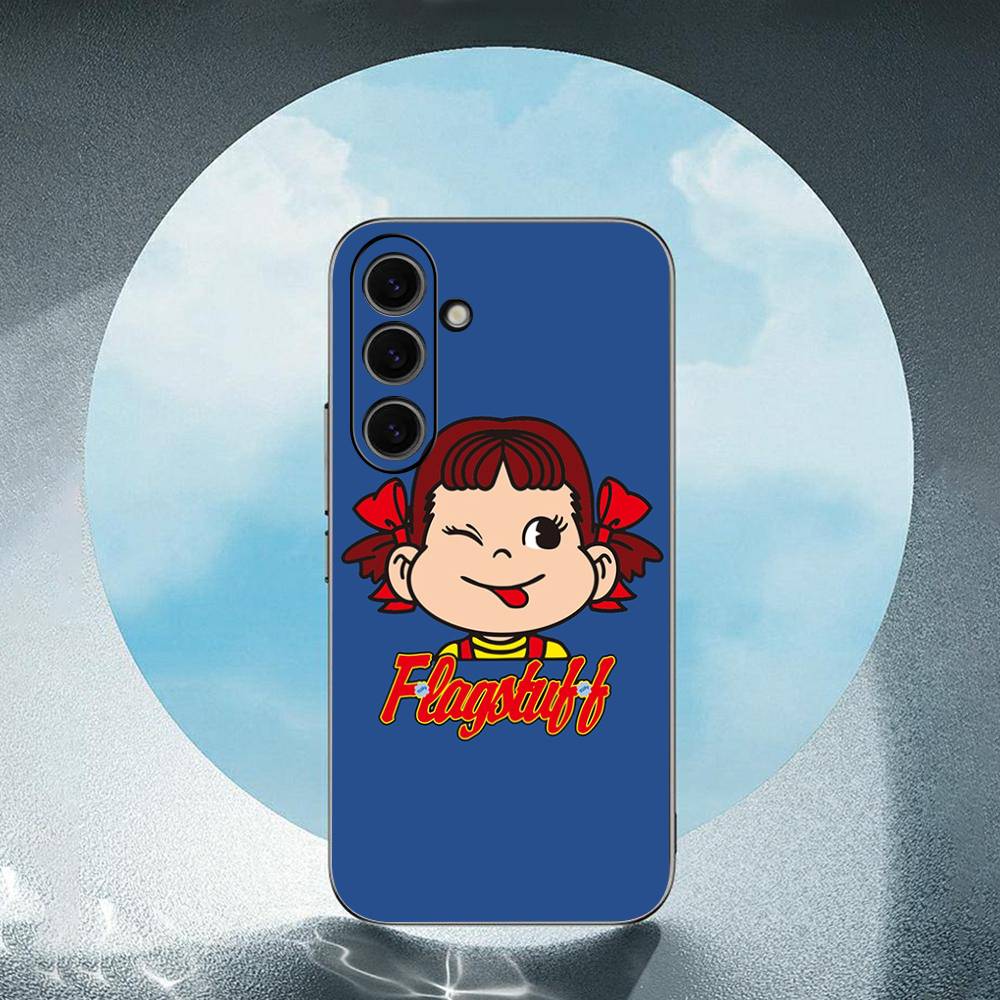 Cartoon Fujiya Peko Milky Girl Boy For Samsung Galaxy S23 S24 S25 Ultra S22 Plus S21 Black Soft Case Waterproof Soft Case