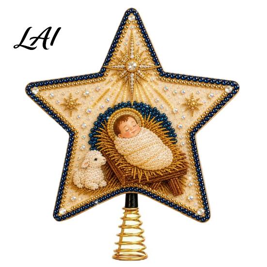 DIY Tree Decoration Kit Christian Faux Pearl Art Christmas Topper Kit Faith Nativity Holiday Festive Craft Decoration Handmade Beaded Star