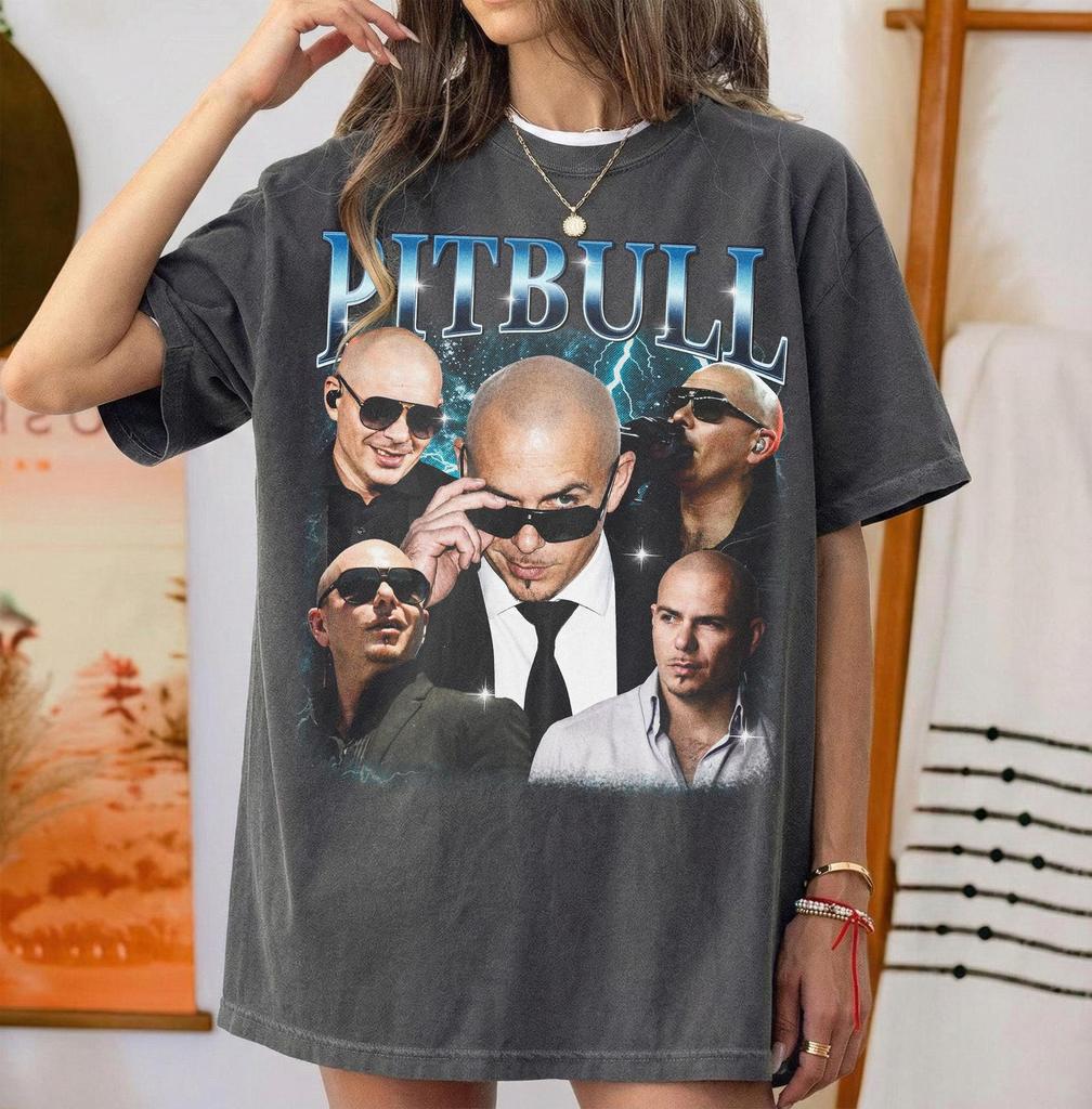 Винтажная футболка с питбулем (bootleg), Ретро футболка с графикой Mr Worldwide 90-х, Футболка Pitbull Singer Comfort Colors, Музыкальная футболка, Оверсайз футболка