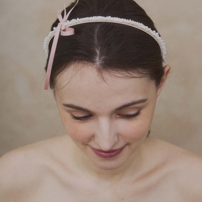 Лента-ободок для волос из бисера хиши - белый