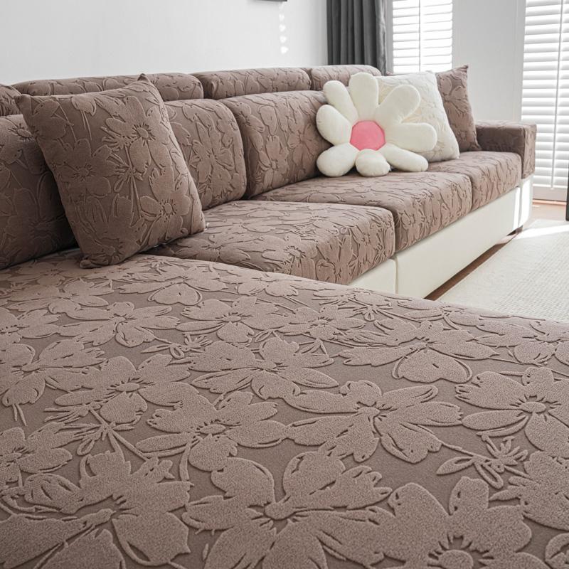 Растительный жаккардовый флисовый эластичный чехол для диванной подушки для гостиной, домашних животных, детей, защитная накидка для мебели, съемная, моющаяся