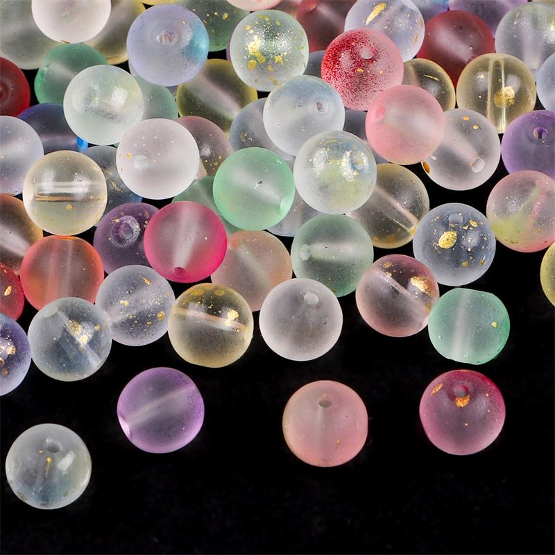 50 шт. Разноцветные бусины из стекла и хрусталя с эффектом золотой фольги 8 мм Свободные круглые бусины для браслета, ожерелья, изготовления ювелирных изделий своими руками