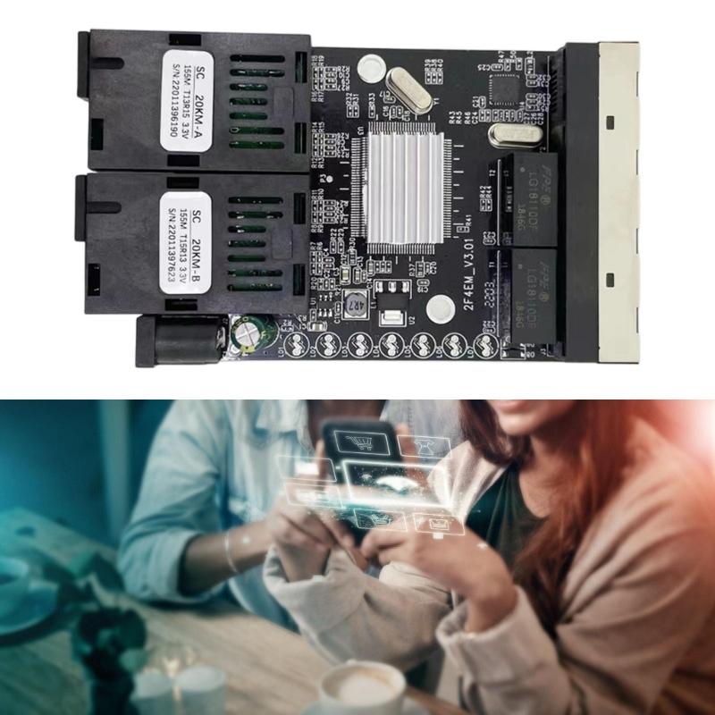 20KM Long Ranges Reverse POE Fiber to Ethernet Converter Supporting 4 Port and PCBA for Networking Stability