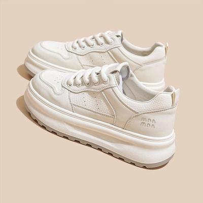 Первый слой коровьей кожи~ натуральная кожа толстая подошва белые туфли женская обувь универсальные кеды новая дышащая повседневная спортивная обувь