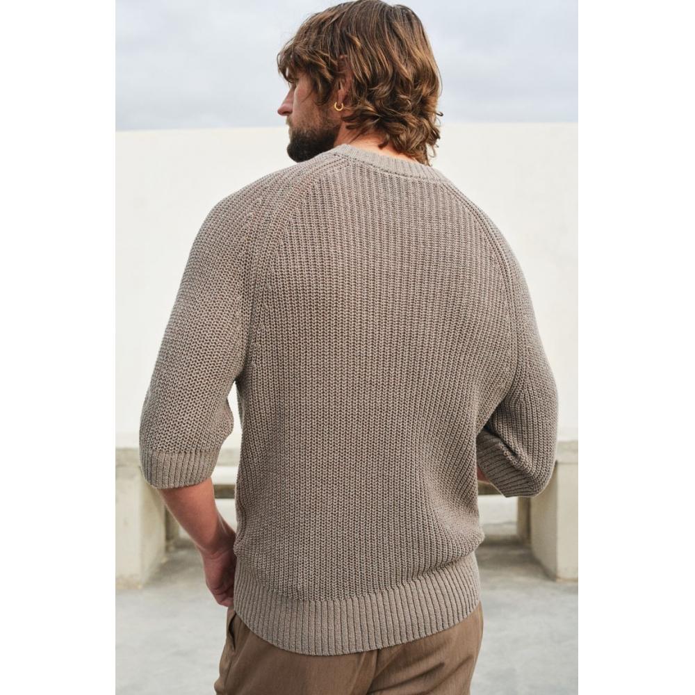 Свитер с короткими рукавами HM Regular Fit, темно-серый