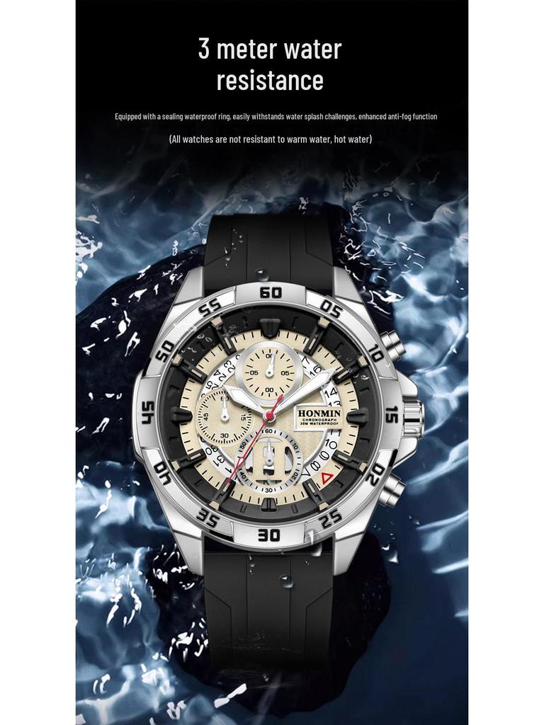 Мужские наручные часы HONMIN для активного отдыха - Люминесцентные, Водонепроницаемые, Большой циферблат