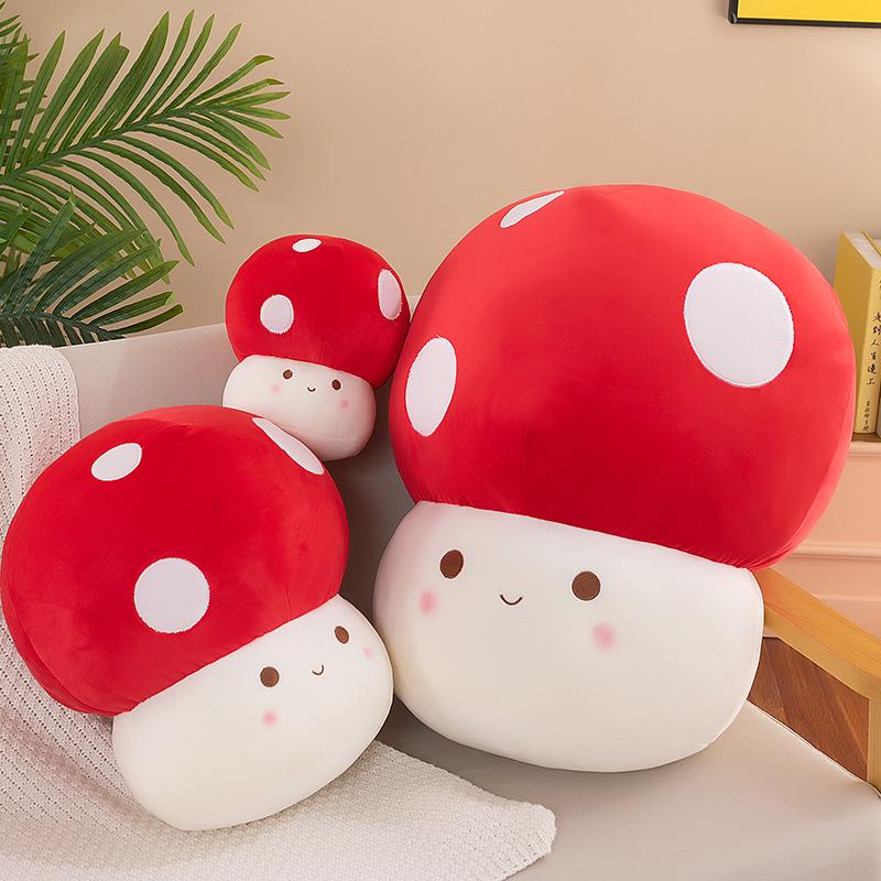Adorable Red Mushroom Plush Toy & Pillow