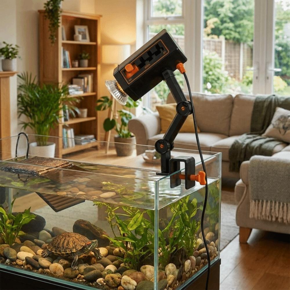 360° Rotatable Arm Turtle Basking Light Heat Preservation Simulated Sunlight Turtle Calcium Sun Lights Adjustable Brightness