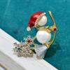 Rinhoo Cute Enamel Snowman Brooches For Women Rhinestone Snowflake Xmas Snowman Pins Badge Jewelry New Year Festival Party Gifts