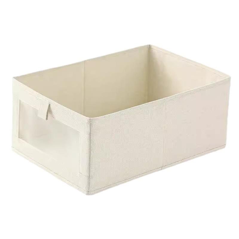 Foldable Cotton & Linen Storage Box with Viewing Window for Wardrobe Organization: Ideal for Toys, Clothes, and Sundries