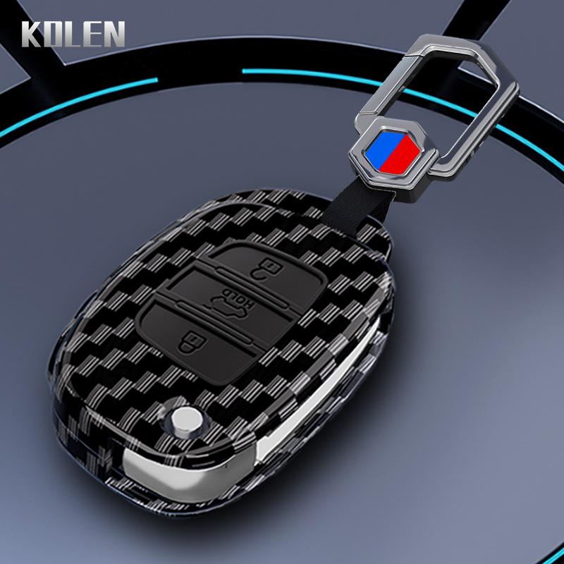 Чехол-футляр для автомобильного ключа в стиле ABS Carbon Fiber для Hyundai Solaris Creta Ix25 Kona Tucson Santa Fe Sonata Elantra Ix35 I20 Hb20 Ix45
