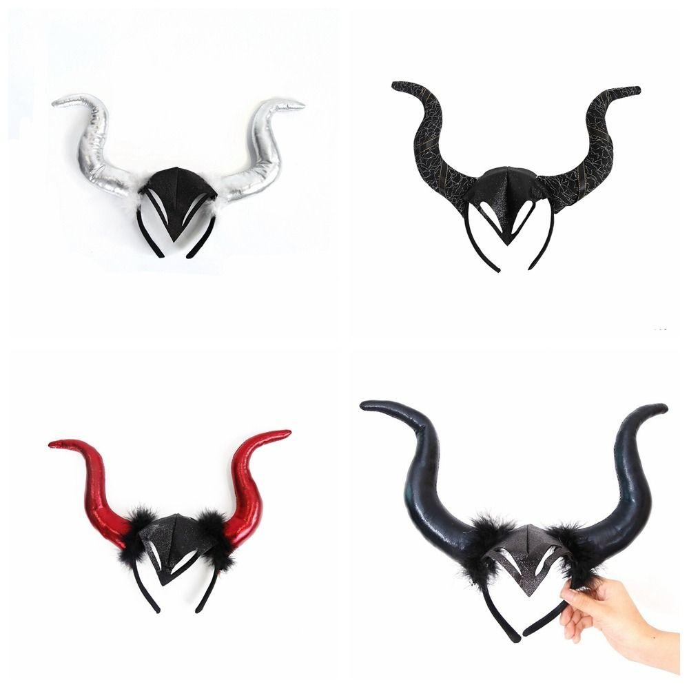 Witch Hair Accessories Ox Horn Hairband Evil Queen Evil Magic Witch Headpiece Costume Accessory