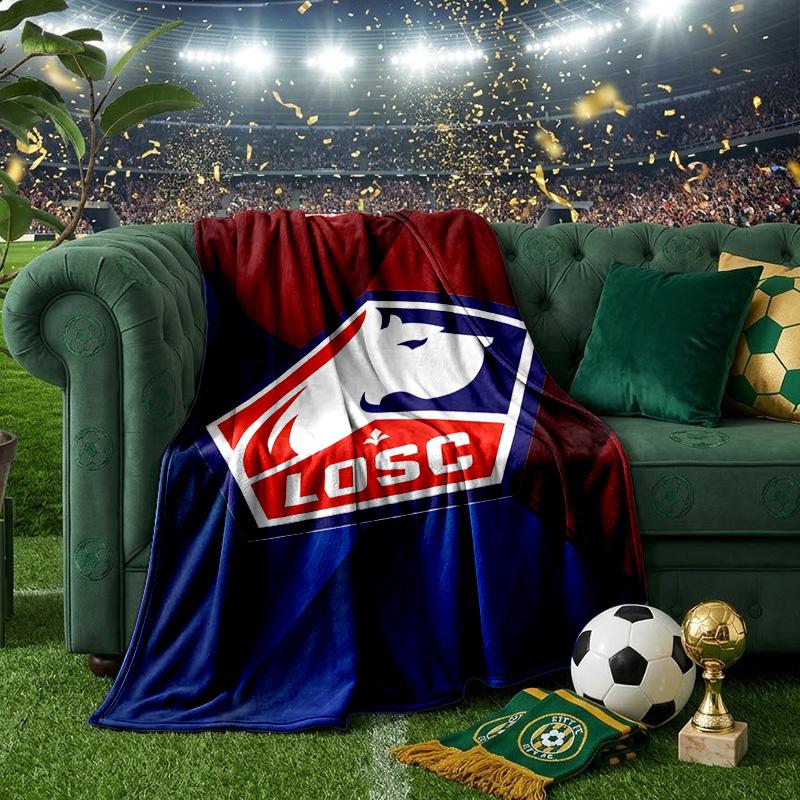 Olympique Football Crest Blanket Lightweight Ideal Bedding Blanket Perfect for Travel, Camping, Living Rooms, Offices, Sofas, Fan Christmas gift