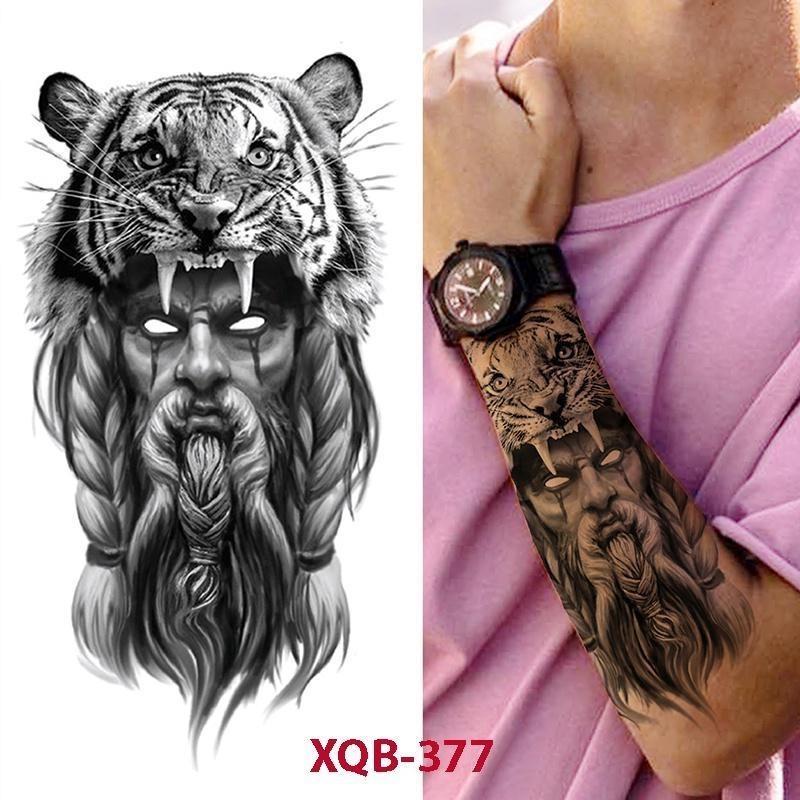 Fake Skull Tattoo Male Lion Wolf Tiger Snake Waterproof Tattoo Sticker Arm Art Fake Tattoo Male