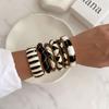 Enamel Enamel Cuff Bangle Black White Floral Zircon Bracelet Party Jewelry Bracelet  Party Occasion