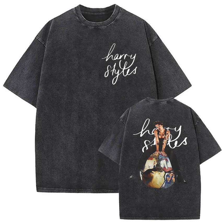 2026 New Album Harry Styles Vintage Washed Graphic T Shirts Men's Hip Hop Gothic Fashion Short Sleeve T-shirt Unisex Streetwear