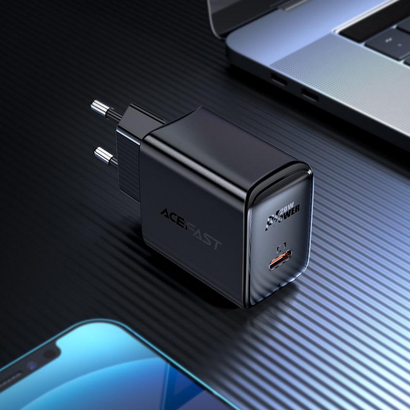 Fast Wall Charger Usb-C 20W Power Delivery Pd For Iphone Black