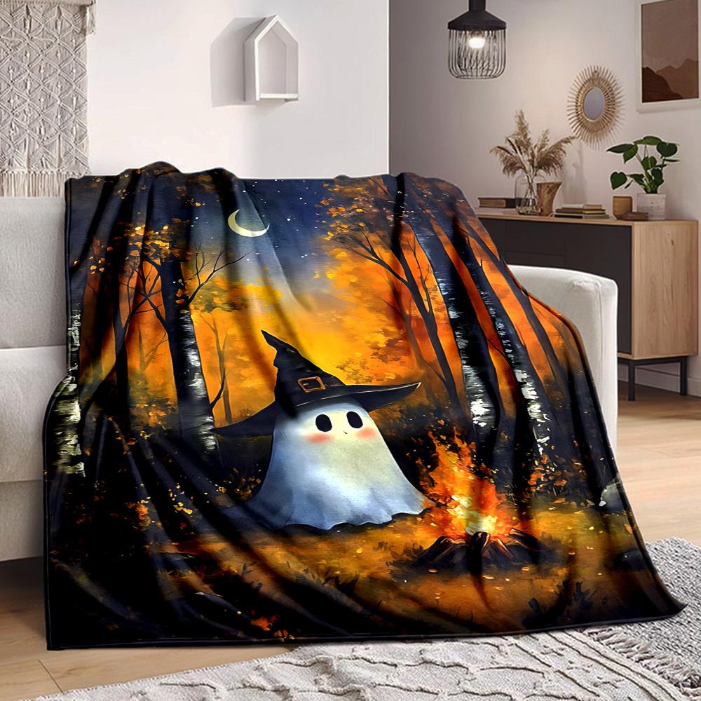 1pc Ghost Forest Blanket, Lightweight Flannel Throw Blanket for Sofa, Bed, Travel, Camping, Living Room, Office, Couch087