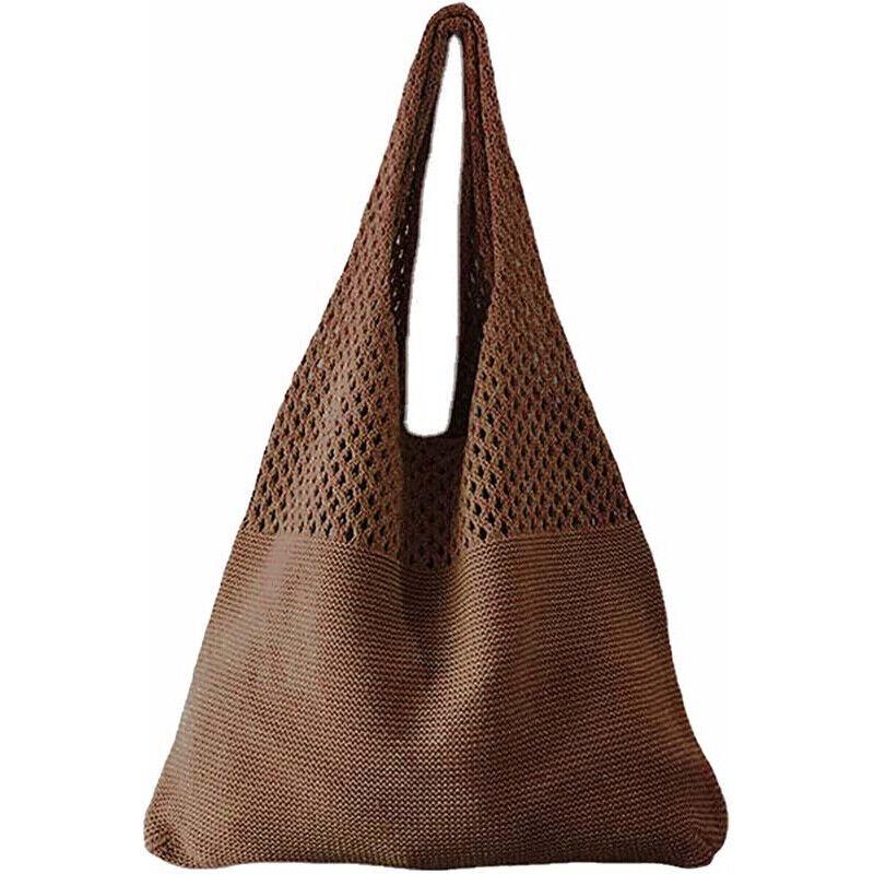 Винтажная вязаная сумка через плечо для женщин, элегантная и шикарная, идеально подходит для повседневного использования, большая вместимость