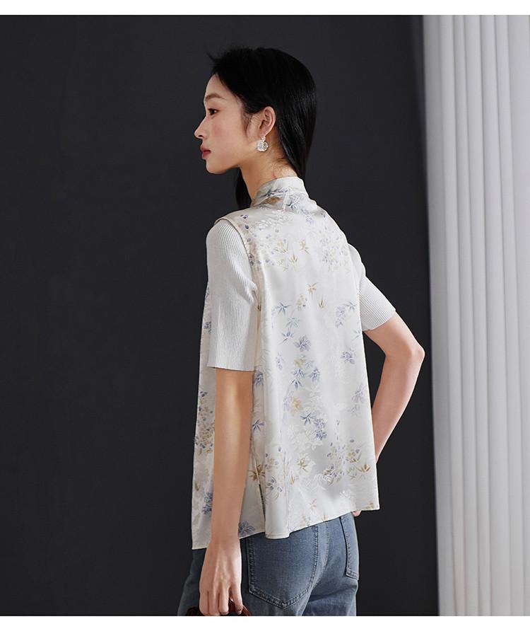 New Chinese Style Printed Vest Jacket for Women