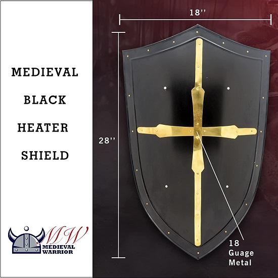 Knight Templar Crusader Shield 18G Steel LARP
