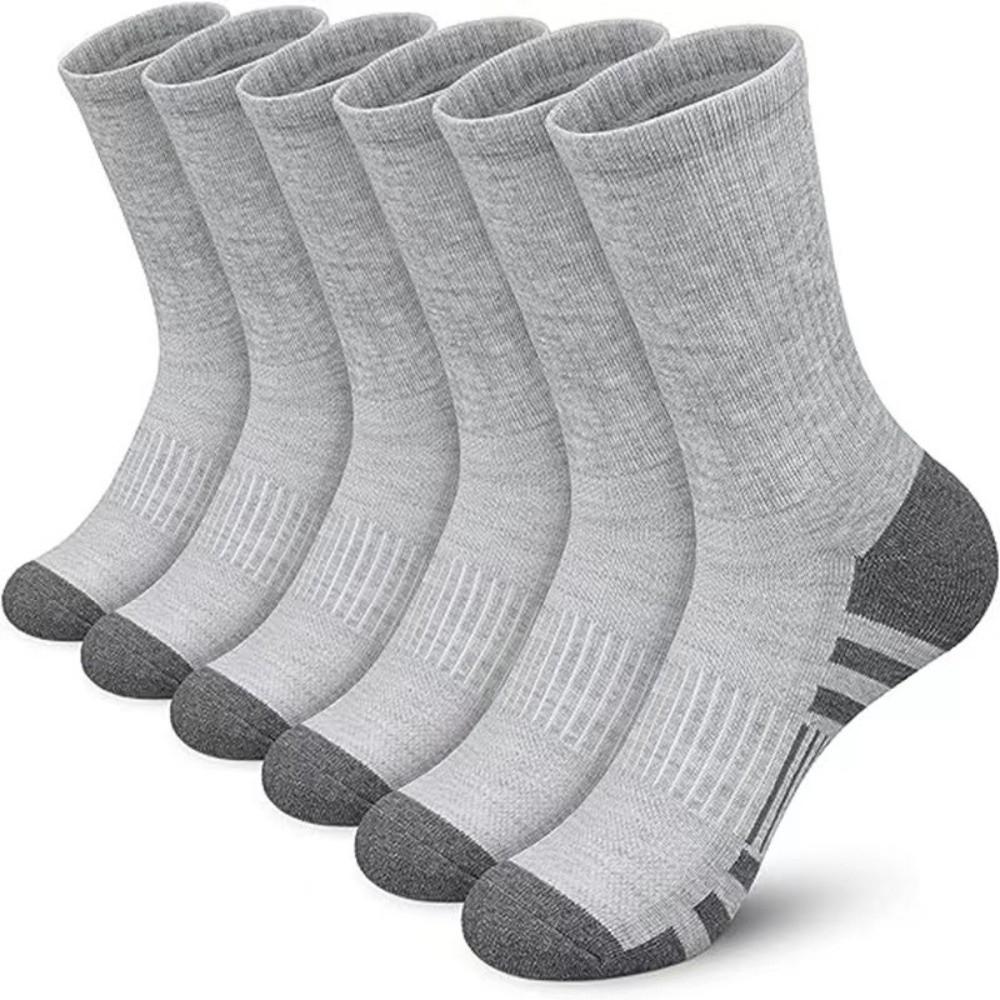6 Pairs Breathable Men's Outdoor Socks Ground-Gripping Performance Cushioned Crew Socks Comfortable Soft Gym Socks for Men Women