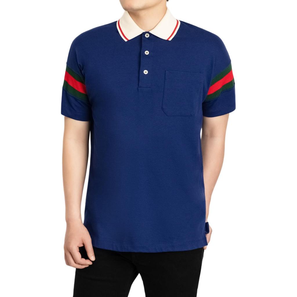 Gucci Мужские поло Синий воротник-поло Умеренное 713997-XJETR-4030