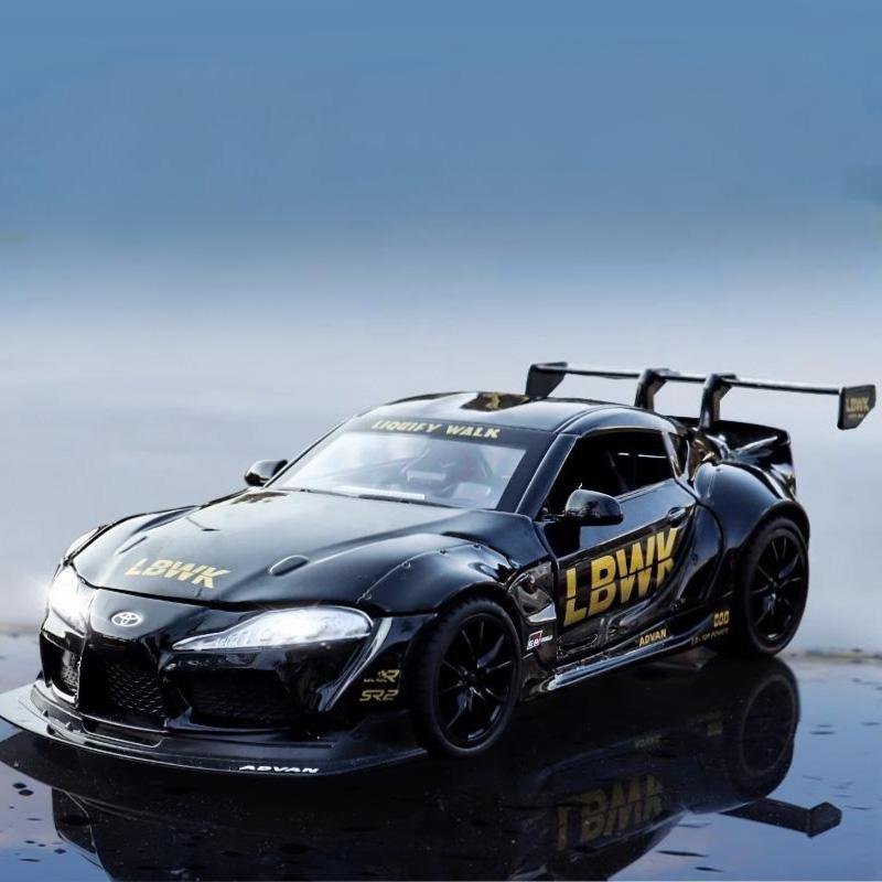 uwhpc2 1:22 Toyota Supra Alloy Diecast Racing Car Model Simulation Sound And Light Toy Desktop Ornaments Holiday Present For Childrens