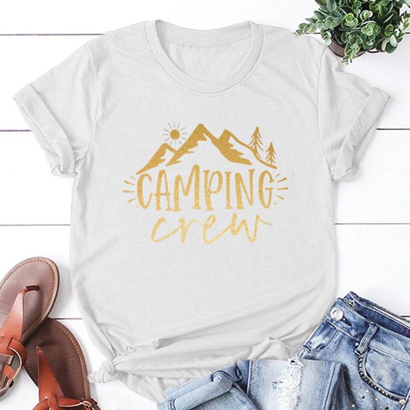 Забавная футболка с принтом «Команда для кемпинга», летняя футболка для кемпера, женская, мужская, с коротким рукавом, свободная
