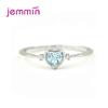 Authentic 100% 925 Silver Ring Light Blue Love Heart Romantic Finger Ring for Women Wedding Gift For Mother/Wife