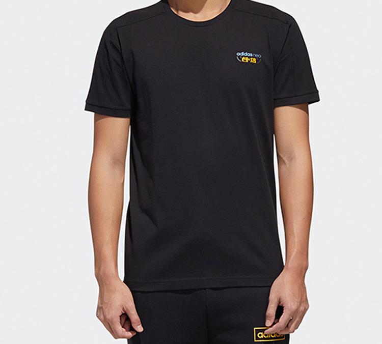adidas Мужские футболки Neo Черная с круглым вырезом Умеренно прямой крой GK1481