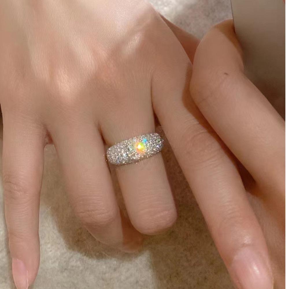 Gypsy Full Diamond Dense Diamond Ring Women's Light Luxury Niche Design Advanced Sense 925 Sterling Silver Thick Platinum Plated Ring