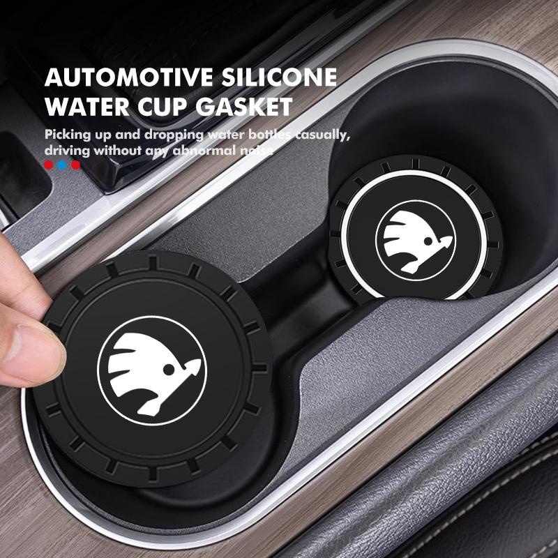 BYCP2 PVC Car Coaster Water Cup Bottle Holder Mat Anti-Slip Pad Auto Accessories For Skoda octavia a5 a4 mk1 2 fabia superb rapid mk3