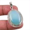 Natural Aqua Chalcedony Gemstone Handmade 925 Solid Silver Pendant 1.75" W7f55
