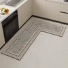 Kitchen Floor Rug Diatomite Mud L-Shaped Pvc Soft Floor Mats Super Non-Slip Absorbent Washable Home Decoration Carpet