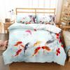 Fish Duvet Cover Set Koi Carp Pattern Polyester Comforter Cover King Queen Full Size For Kids Teens Bedding Set With Pillowcase