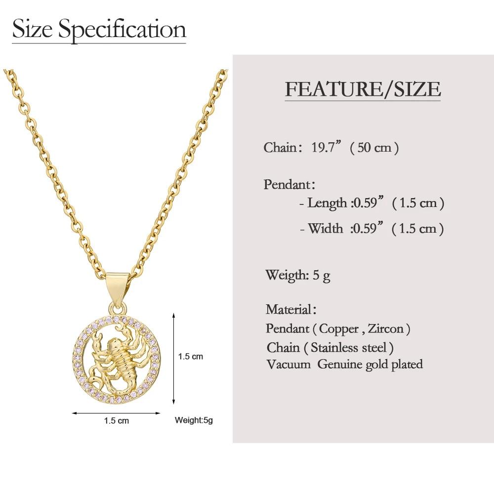 Золотой цвет 12 созвездий кулон ожерелье медь микро инкрустация циркон знак зодиака ошейники для женщин модные вечерние украшения