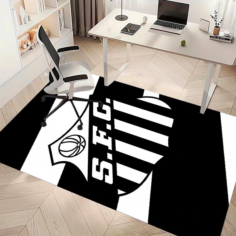 Santos SFC logo Print Area Rug - Soft, Washable Non-Slip Indoor Mat for Office Chairs, Living Room, Home Office Decorative Rug