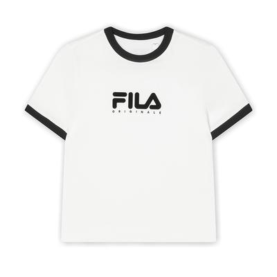 Fila Женская футболка-пуловер с круглым вырезом и принтом логотипа-буквы Облачно-белый F11W429113FWT