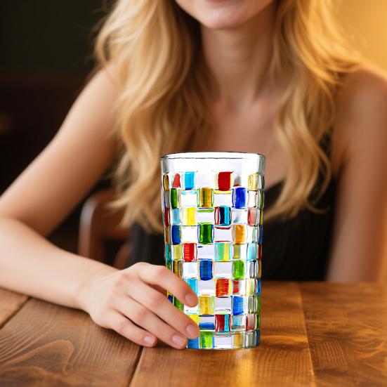 Красочные расписанные вручную стаканы для виски в готическом рок-стиле, бокалы для вина из ослепительного цветного натрий-кальциевого стекла