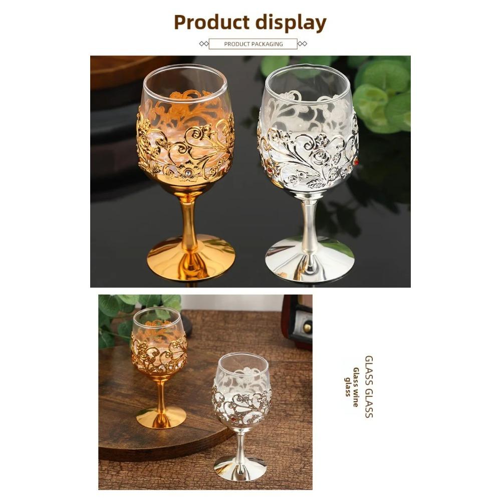 Европейский серебряный набор бокалов из металла и стекла - элегантные рельефные бокалы для вина/кофе, роскошный свадебный подарок, высококачественный декор для домашнего бара
