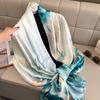 Lotus Printed Silk Scarf Lightweight Beach Wrap New Shawl  Outdoor