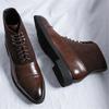 Men's Boots British Style Business Leather Boot Fashion Pointed Lace Up Ankle Boot Casual High-top Boots for Men Punk Rock Boots