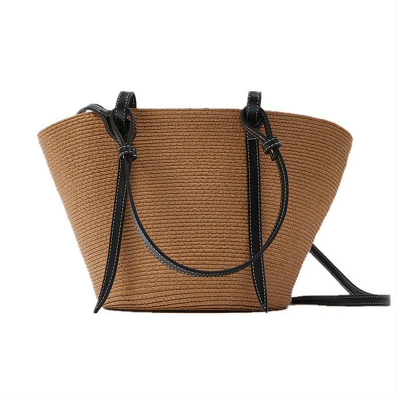 Yogodlns Женские летние пляжные соломенные сумки-корзины, повседневные сумки из ротанга большой емкости, женские брендовые дизайнерские сумки, плетеные тканые сумки на плечо