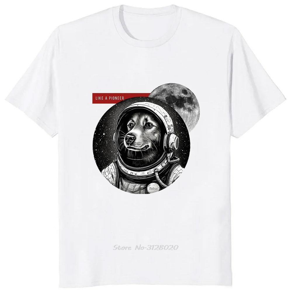 Laika USSR Funny Cartoon Dog T Shirt Hip Hop Harajuku Style Printed Men Clothing Tees Streetwear Hipster Loose Soft Tees Tshirt