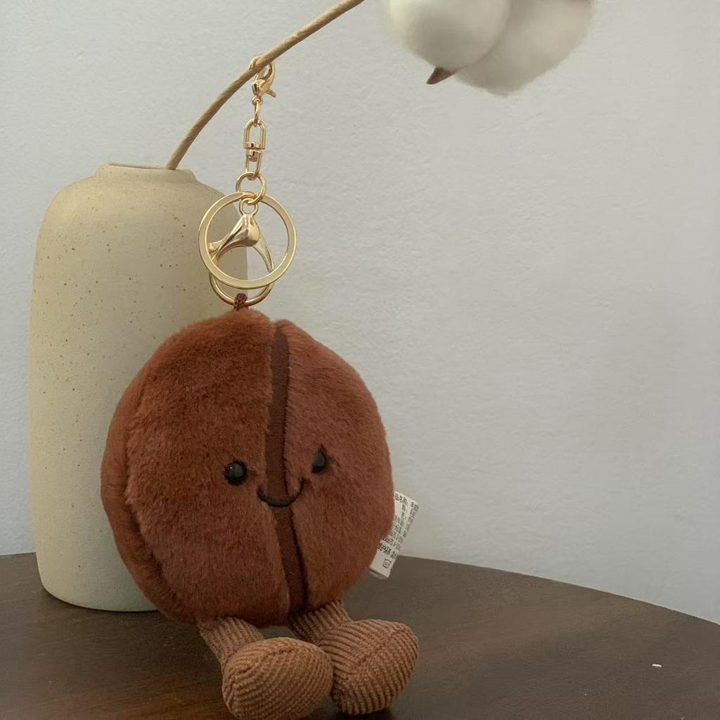 Jellycat Подвеска Мешок с Кофейными Зернами Мультяшный Набивной Улыбающийся Кофейный Еда Плюшевые Игрушки Милый Брелок Мягкая Кукла Подарки на День Рождения Девочке