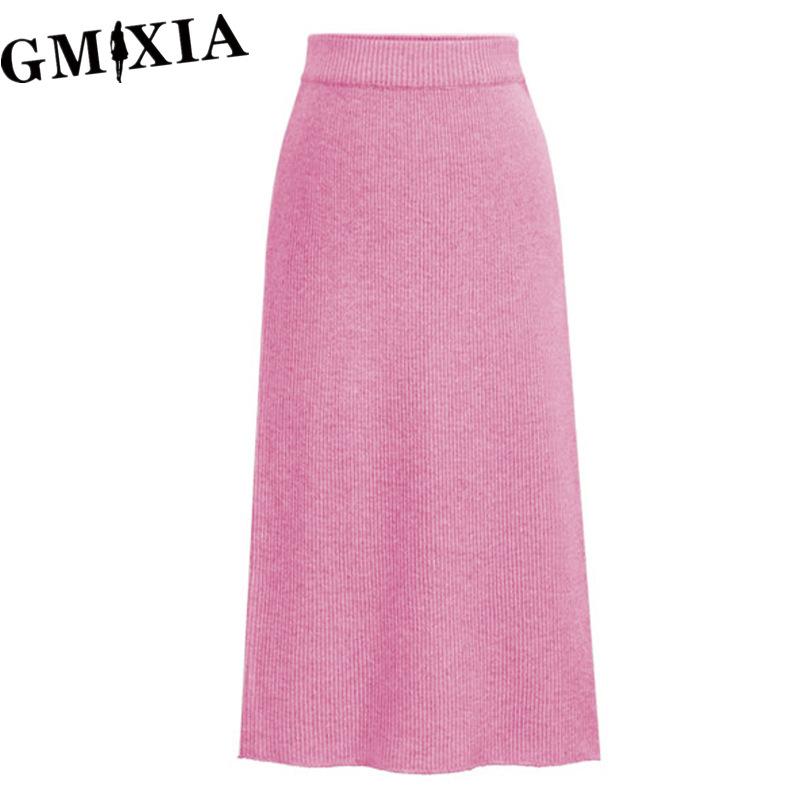 GMXIA Женская Мода Повседневная Однотонная Принтованная Весенне-Осенняя Юбка